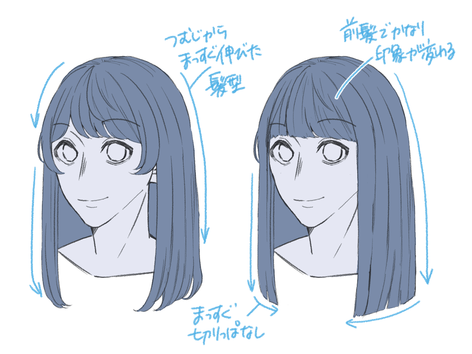 初心者も簡単！ロングヘアの描き方 - オンラインイラスト教室アタムアカデミー