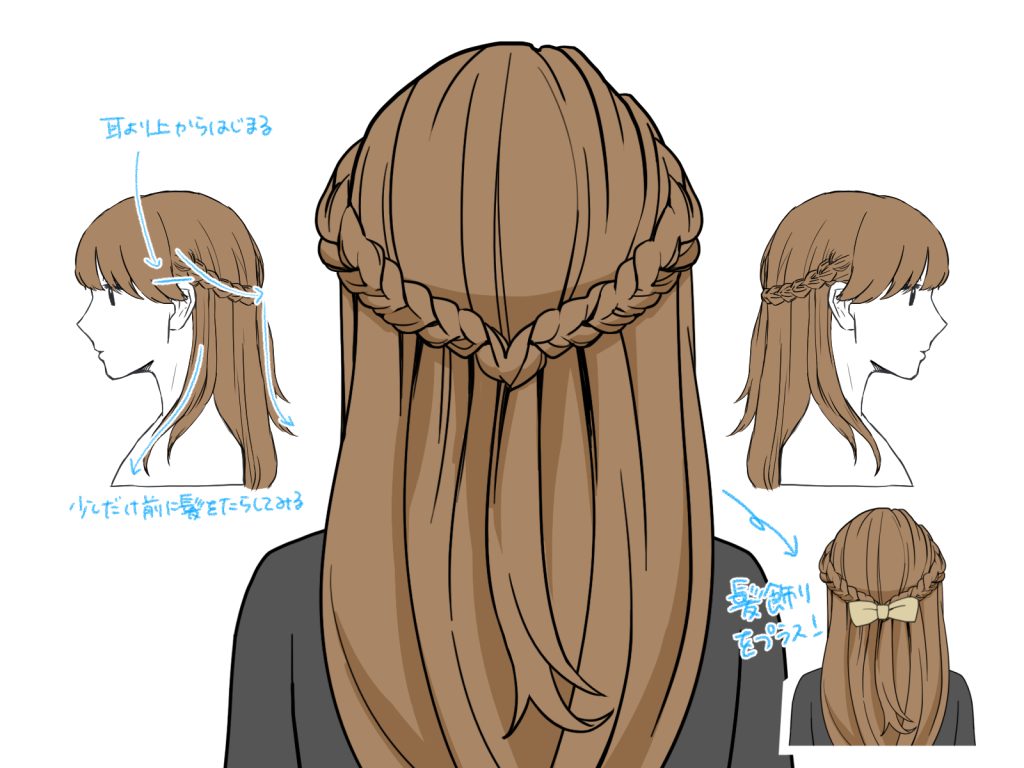 三 つ 編み 描き 方