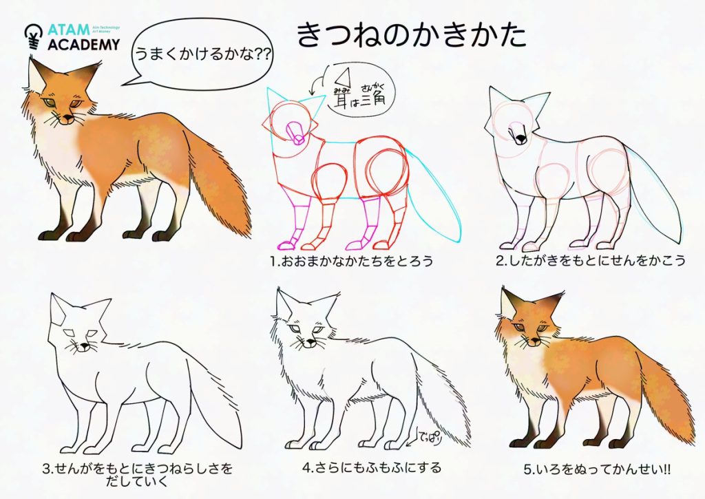 初心者も簡単！キツネのイラストの描き方 - オンラインイラスト教室 