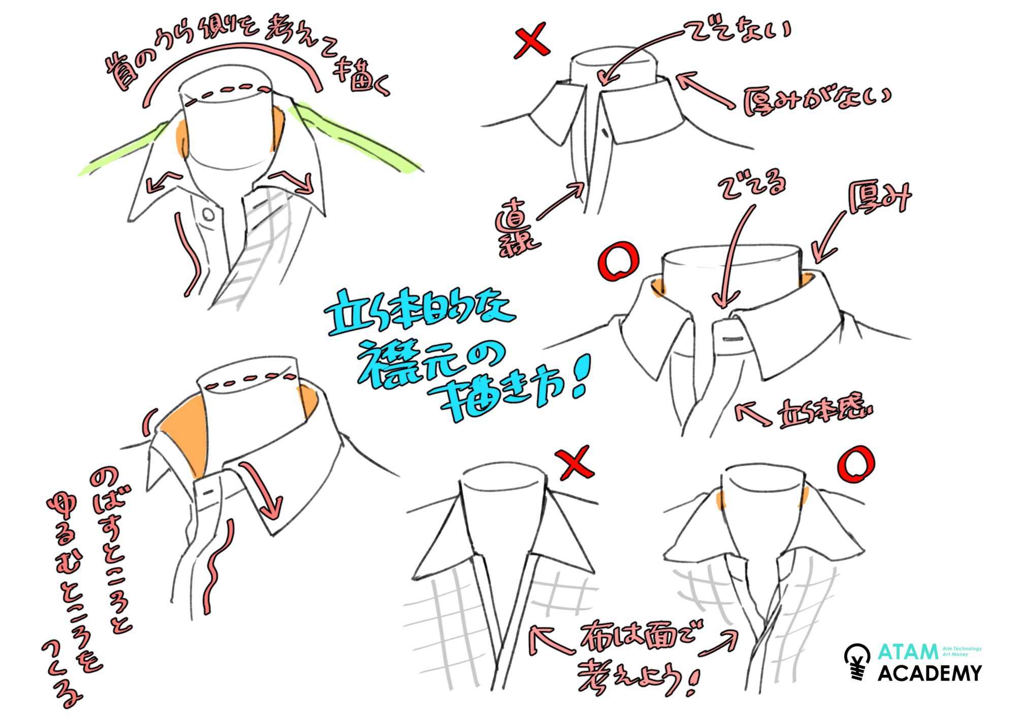 初心者も簡単！ワイシャツのイラストの描き方 - オンラインイラスト教室アタムアカデミー