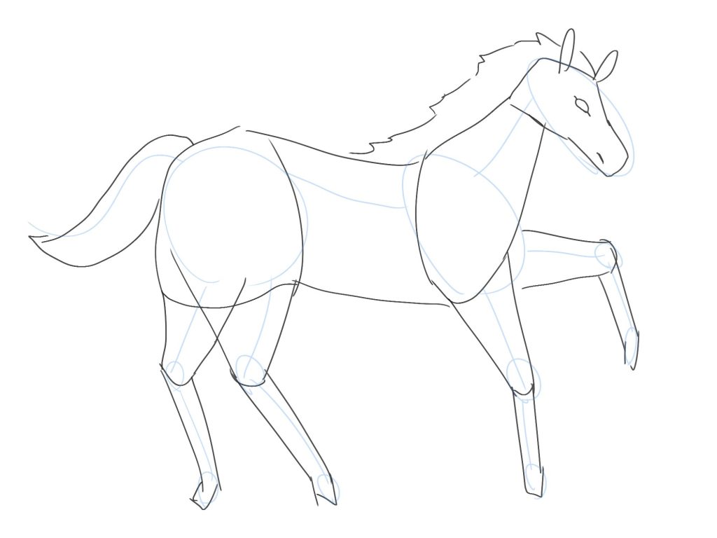 馬の線画イラスト, image size:1024x768