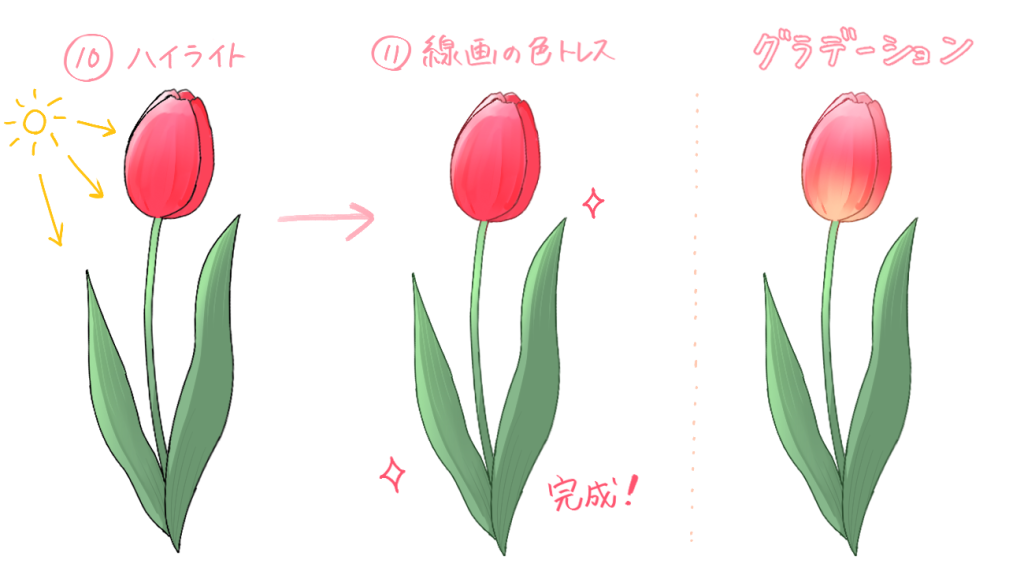 初心者も簡単！チューリップのイラストの描き方 - オンラインイラスト 