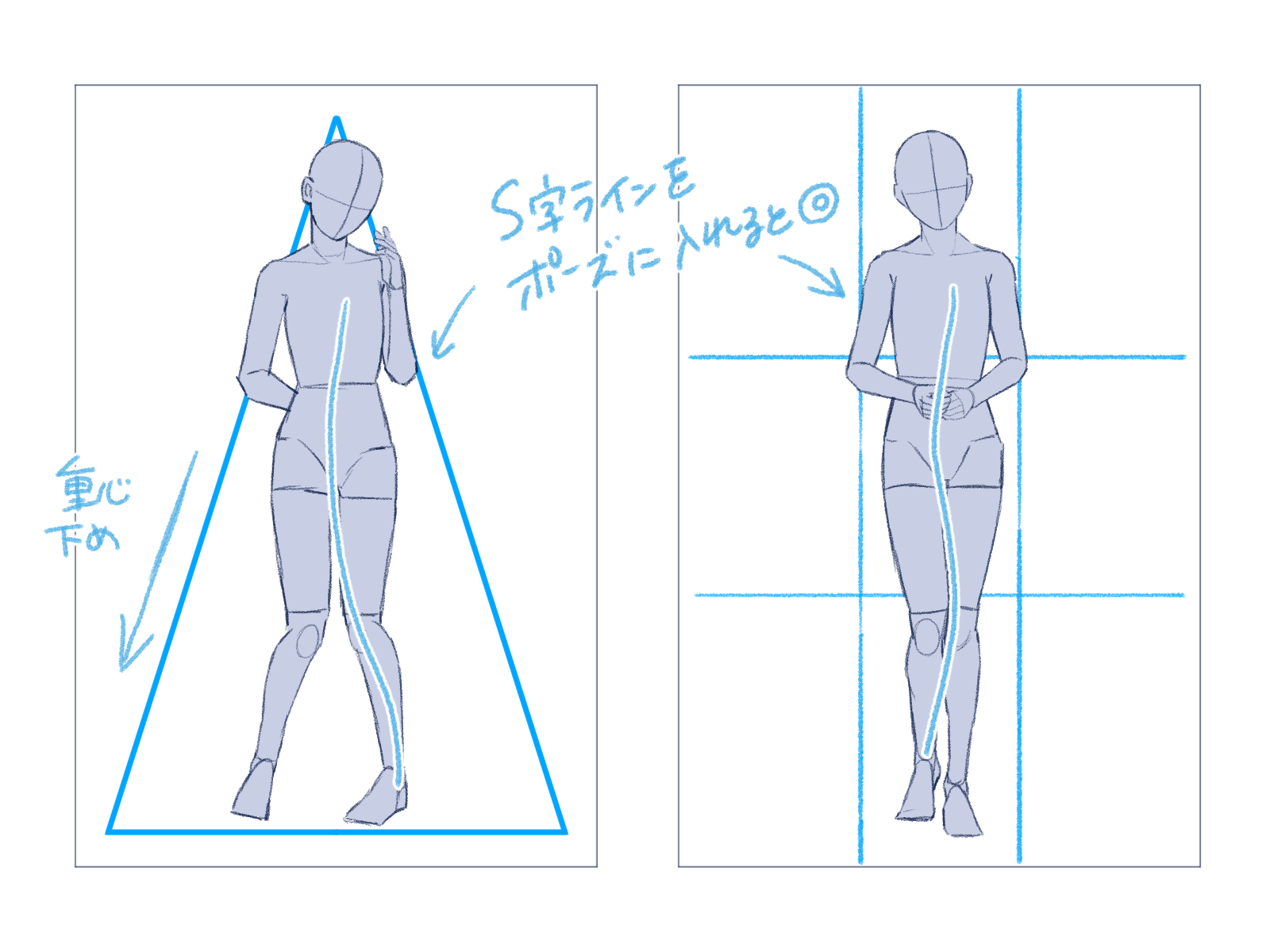 初心者も簡単！ポーズ・動作別の構図の描き方 - オンライ …